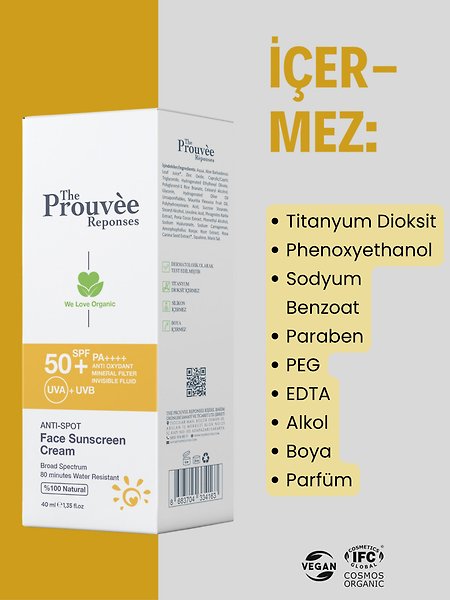 The Prouvee Reponses Leke Karşıtı Yüz Güneş Kremi 50+SPF 40ml