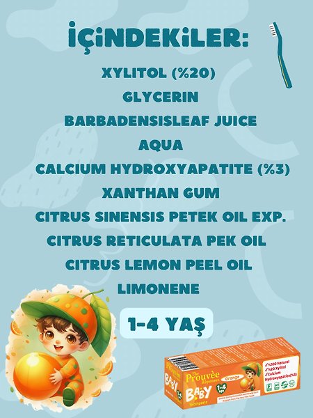 The Prouvee Reponses %100 Doğal Organik Bebek ve Çocuk Portakallı Diş Macunu 50 ml (Florürsüz)