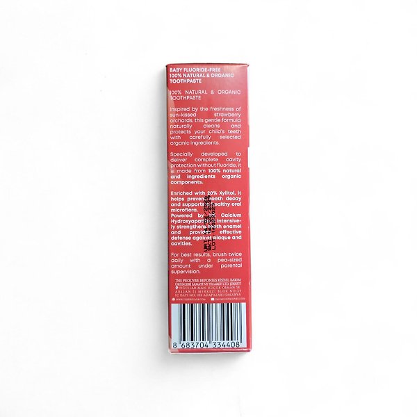 The Prouvee Reponses %100 Doğal Organik Bebek ve Çocuk Çilekli Diş Macunu 50 ml (Florürsüz)