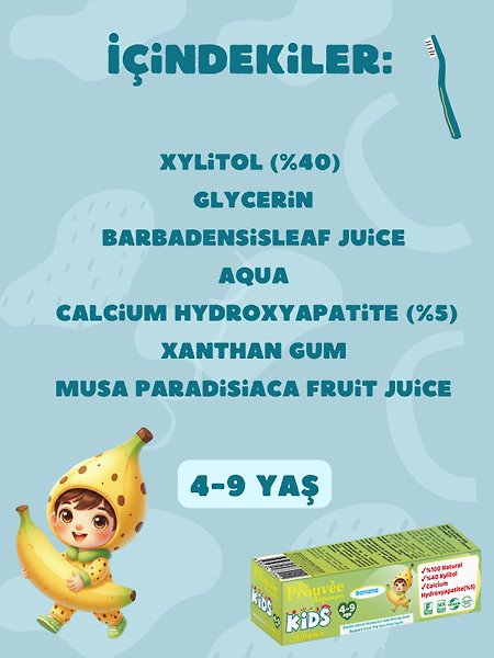 The Prouvee Reponses %100 Doğal Organik Bebek ve Çocuk Muzlu Diş Macunu 50 ml (Florürsüz)