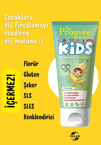 The Prouvee Reponses %100 Doğal Organik Bebek ve Çocuk Muzlu Diş Macunu 50 ml (Florürsüz)