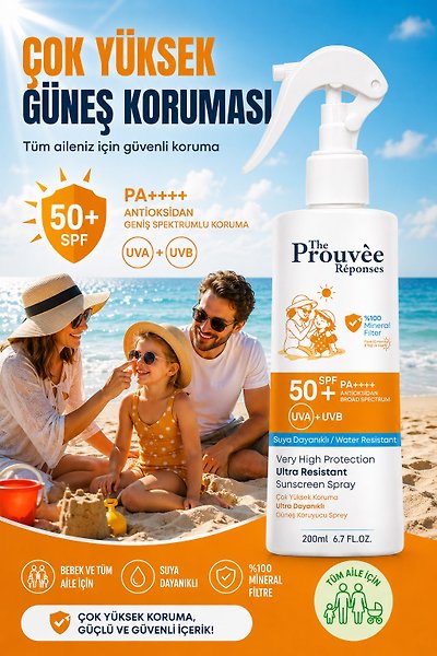 The Prouvee Reponses %100 Mineral Filtreli 50+Spf Güneş Kremi Uva+Uvb Suya Dayanıklı 200ML