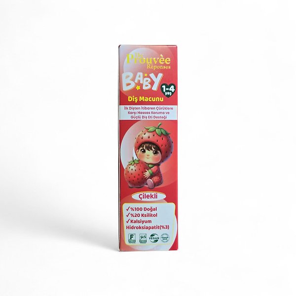 The Prouvee Reponses %100 Doğal Organik Bebek ve Çocuk Çilekli Diş Macunu 50 ml (Florürsüz)