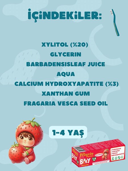 The Prouvee Reponses %100 Doğal Organik Bebek ve Çocuk Çilekli Diş Macunu 50 ml (Florürsüz)