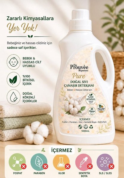 The Prouvee Reponses Bebekler Için Özel Doğal Sıvı Çamaşır Deterjanı 1000ml