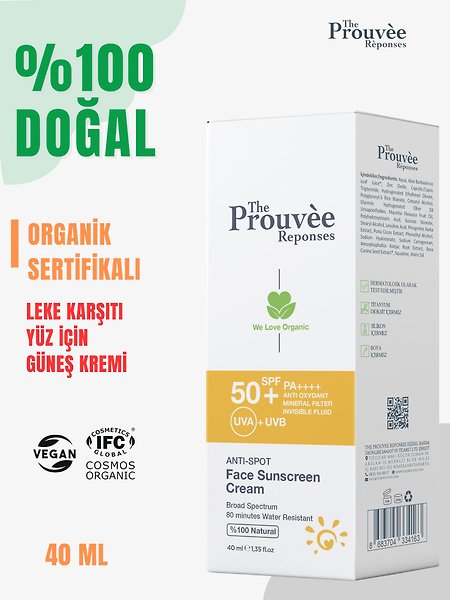 The Prouvee Reponses Leke Karşıtı Yüz Güneş Kremi 50+SPF 40ml