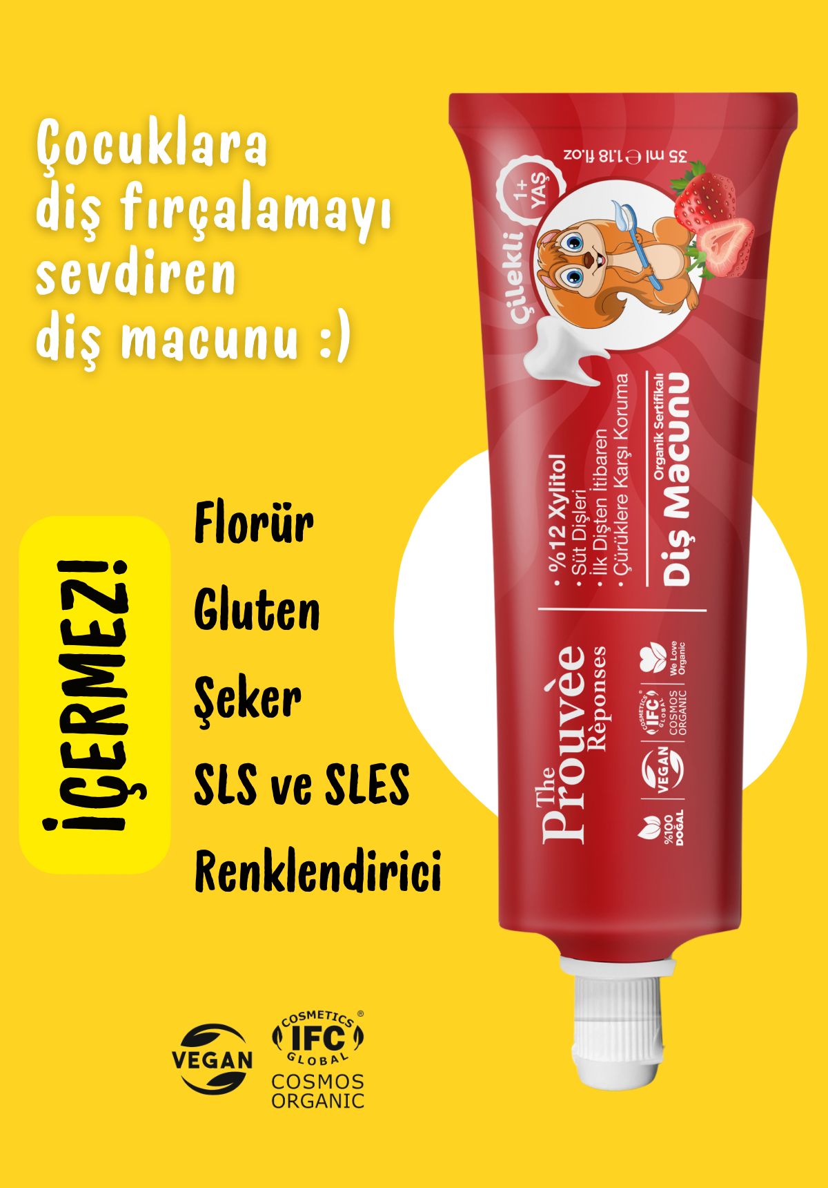 Bebek ve Çocuk Diş Macunu 35ml Çilek Aromalı