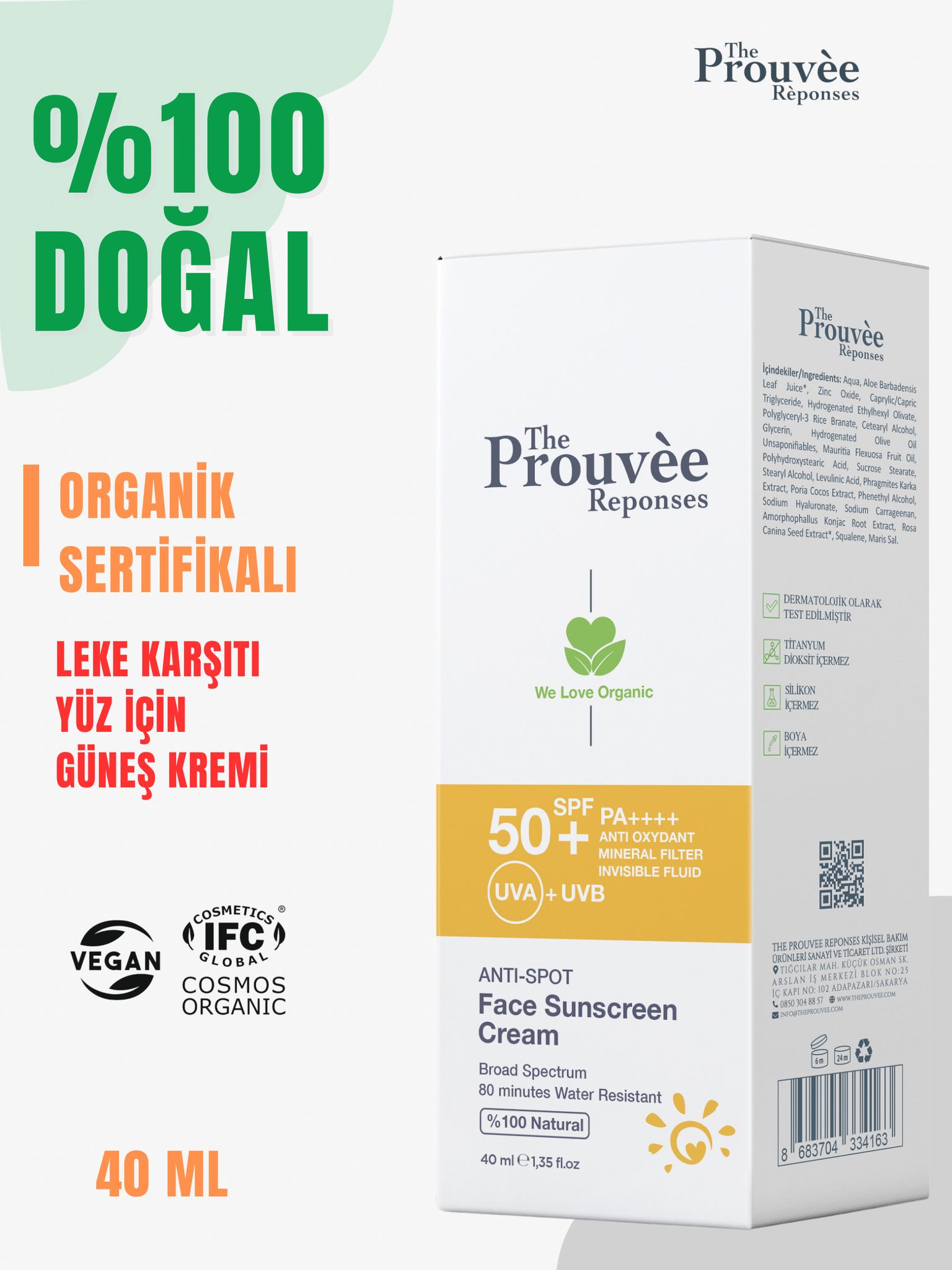Leke Karşıtı Yüz Güneş Kremi 50+SPF 40ml