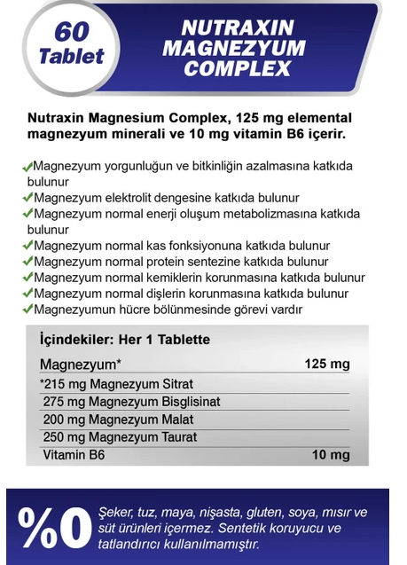 Nutraxin Magnesium Complex +Vitamin B6 60 Tablet