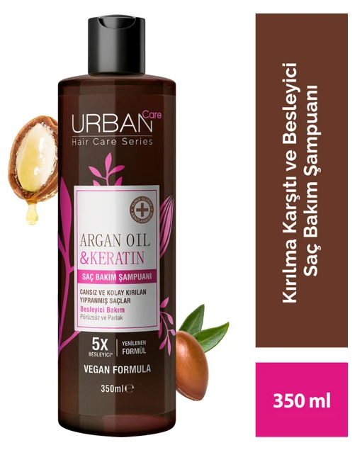 Urban Care Argan Oil & Keratin Besleyici ve Kırılma Karşıtı Saç Bakım Şampuanı Vegan 350 ml