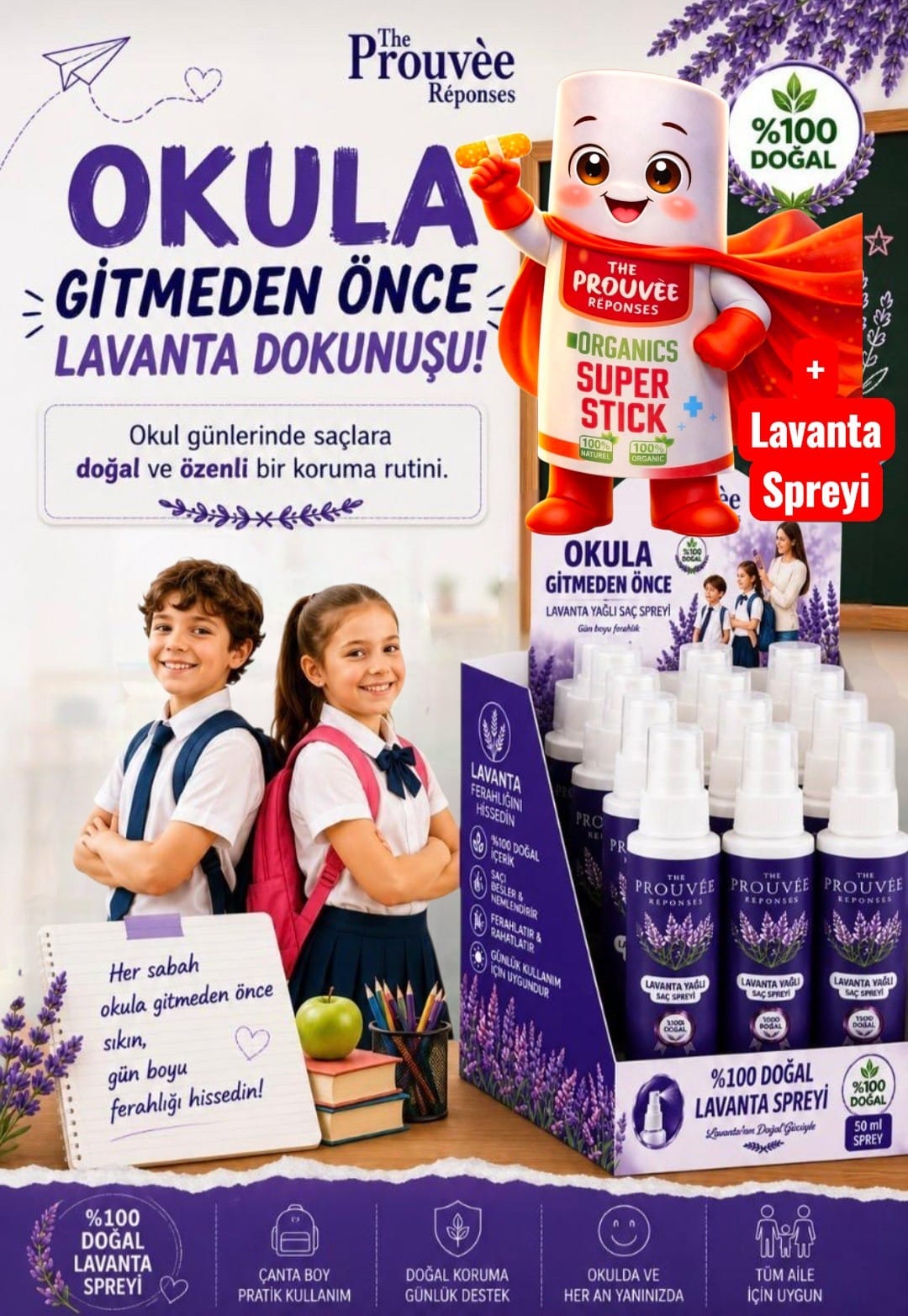 The Prouvee Reponses Lavanta Yağlı Saç Spreyi 50ml + The Prouvee Reponses Super Stick 15ml